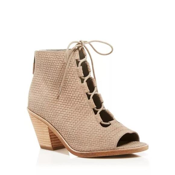 Eileen Fisher Open Toe Lace Up Booties - Slew Suede Size 8.5 - Picture 1 of 9